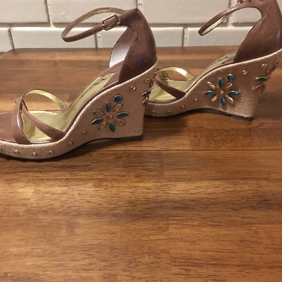 Nina Jeweled Platform Wedge Sandals NWOT Size 6.5 - Picture 5 of 6